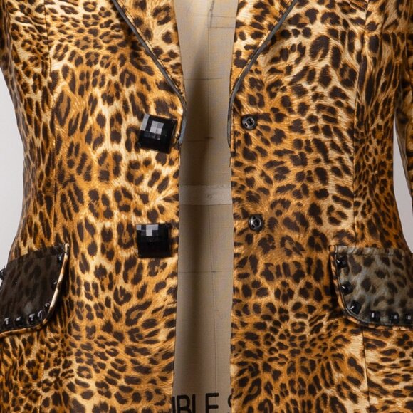 Alberto Makali Blue Ombre Leopard Print Silk Blazer sz 4 - Picture 7 of 10